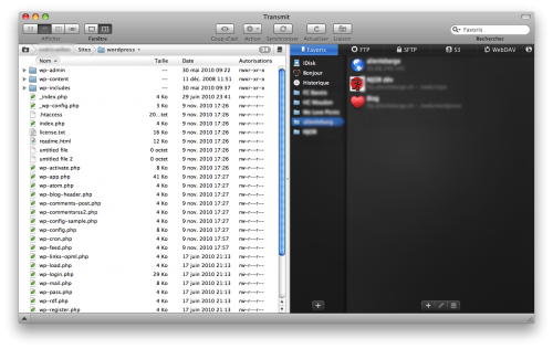 Une capture d'écran du client FTP Transmit
