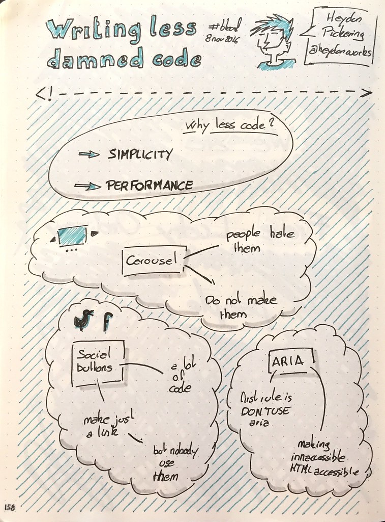 Mes sketchnote de "Writing less damned code" (partie 1 sur 2)