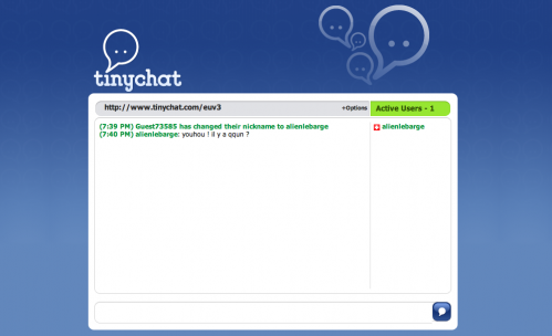 Une capture d'écran du site TinyChat