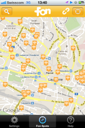 Carte des Hot Spots Fon &agrave; Lausanne