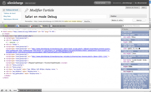 Safari en mode debug